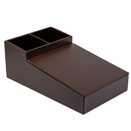 Dacasso Chocolate Brown Leather Coffee Condiment Organizer AG-3428